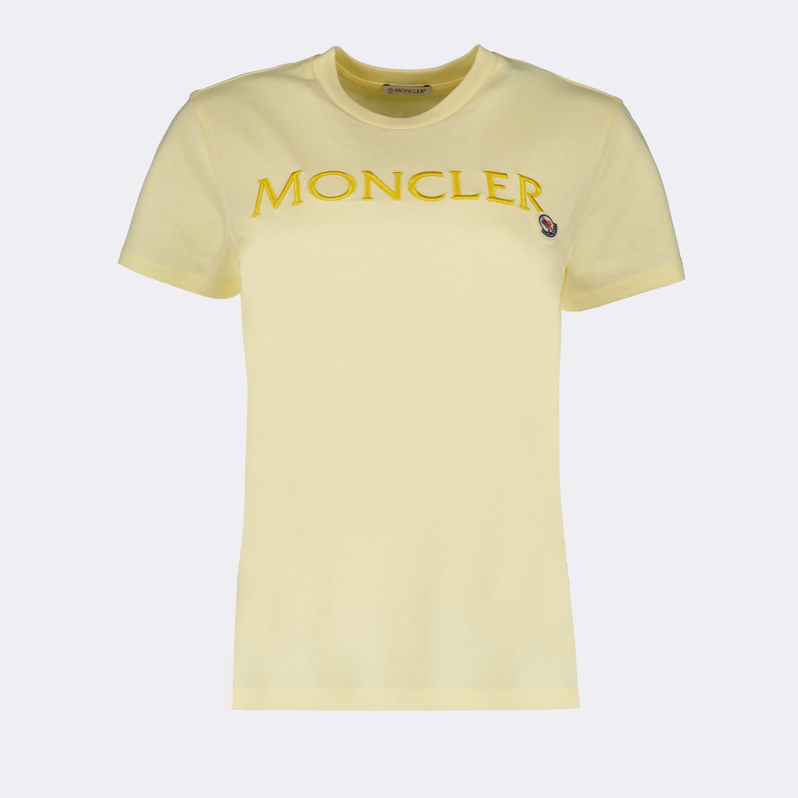 Luxury T-shirt, Moncler T-shirt, Designer Logo T-shirt, Yellow T-shirt, High-end fashion top