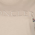Monogram T-shirt, Luxury beige T-shirt, Moncler tops, High-end fashion, Designer T-shirt