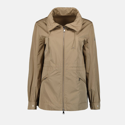 Beige parka, luxury outerwear, Moncler, elegant jacket, high-end fashion