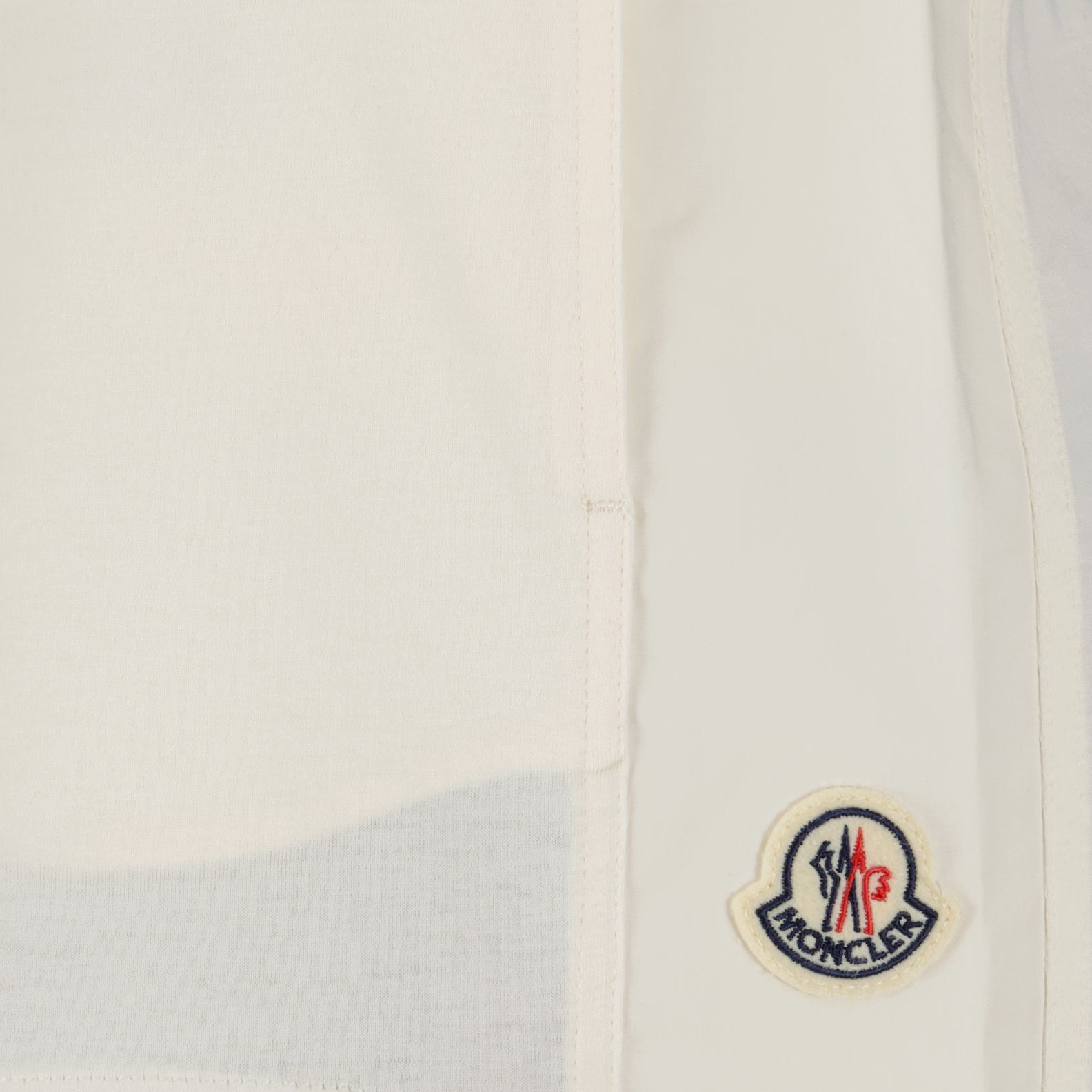 luxury cotton shorts, Moncler shorts, white cotton shorts, high-end fashion shorts, summer luxury wear