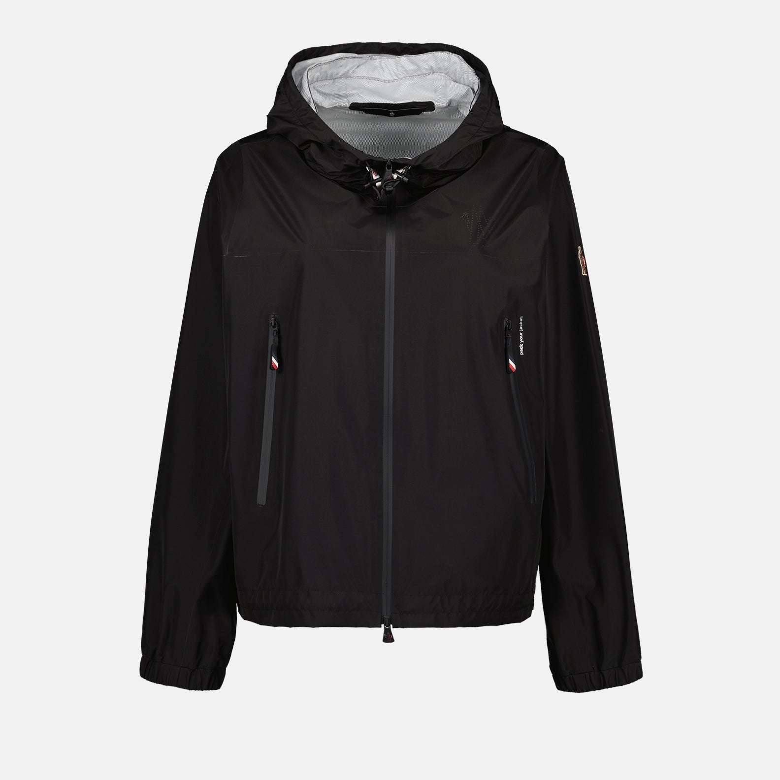 Moncler Grenoble jacket, black nylon windbreaker, elegant windbreaker, luxury outerwear, high-end jacket