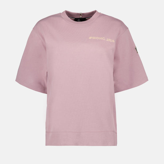 luxury t-shirt, Moncler Grenoble, pink logo t-shirt, designer t-shirt, elegant casual wear