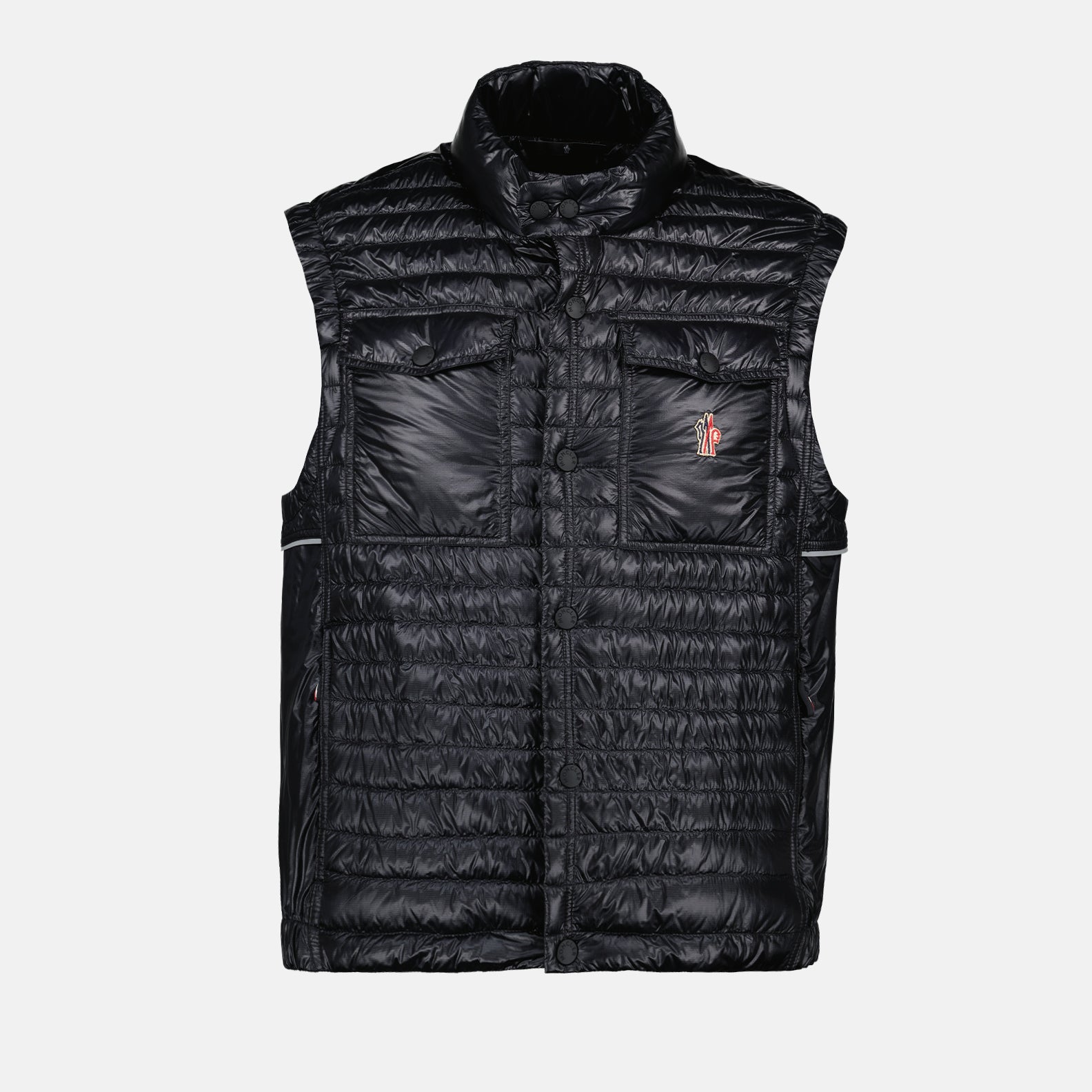 Imagen del chaleco de nylon acolchado Ollon de Moncler Grenoble para hombres - Temporada primavera-verano 2024 - Vista frontal