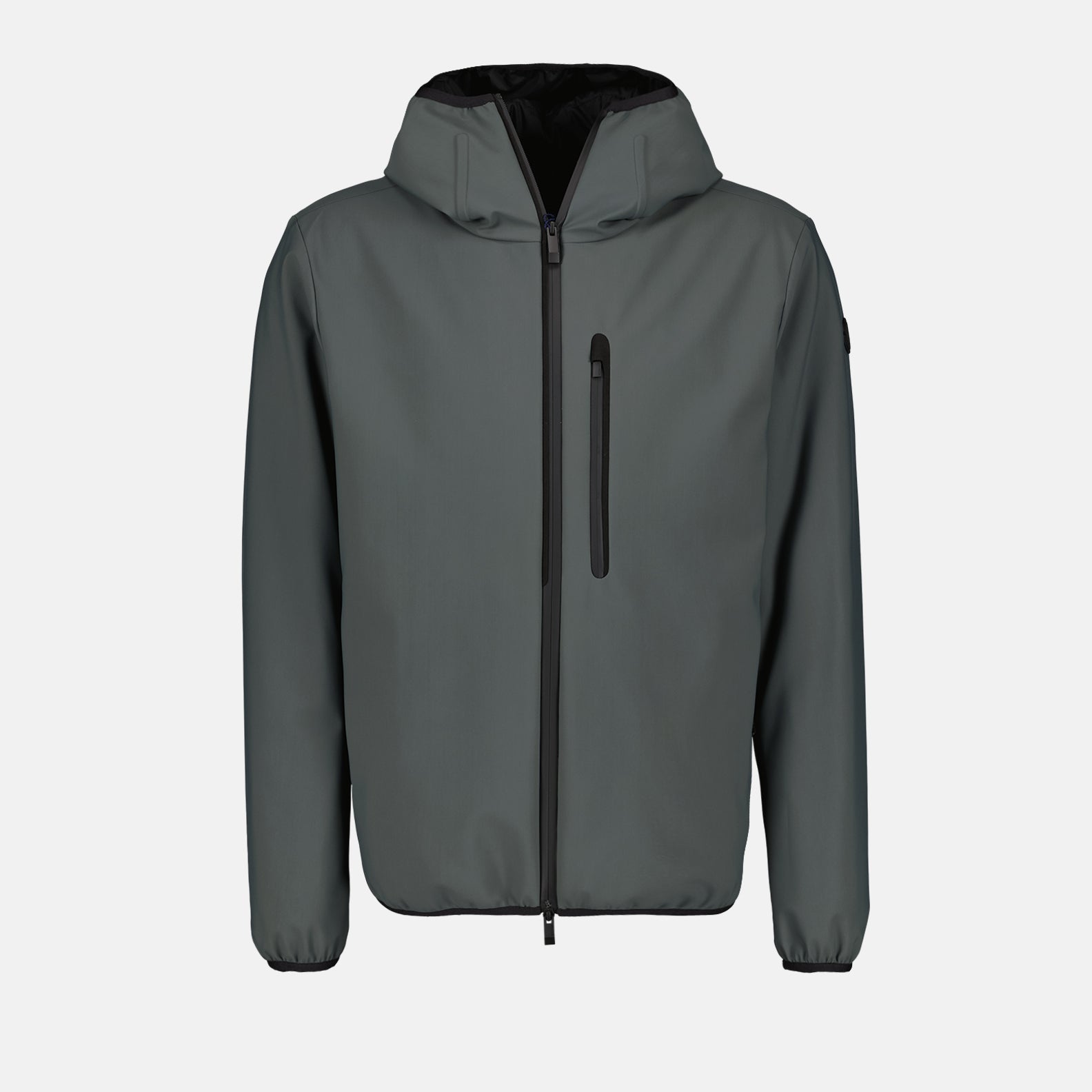 Moncler jacket, gray nylon jacket, luxury outerwear, high-end fashion, timeless style