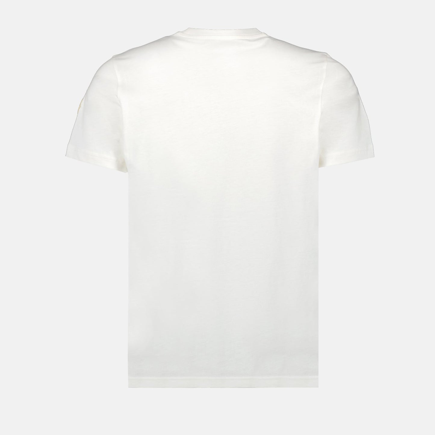 Moncler, white T-shirt, logo print, luxury clothing, premium cotton