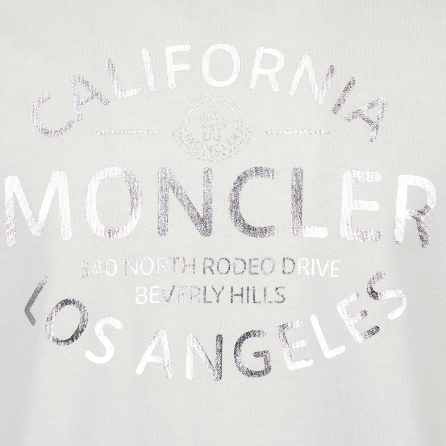 Moncler, white T-shirt, logo print, luxury clothing, premium cotton