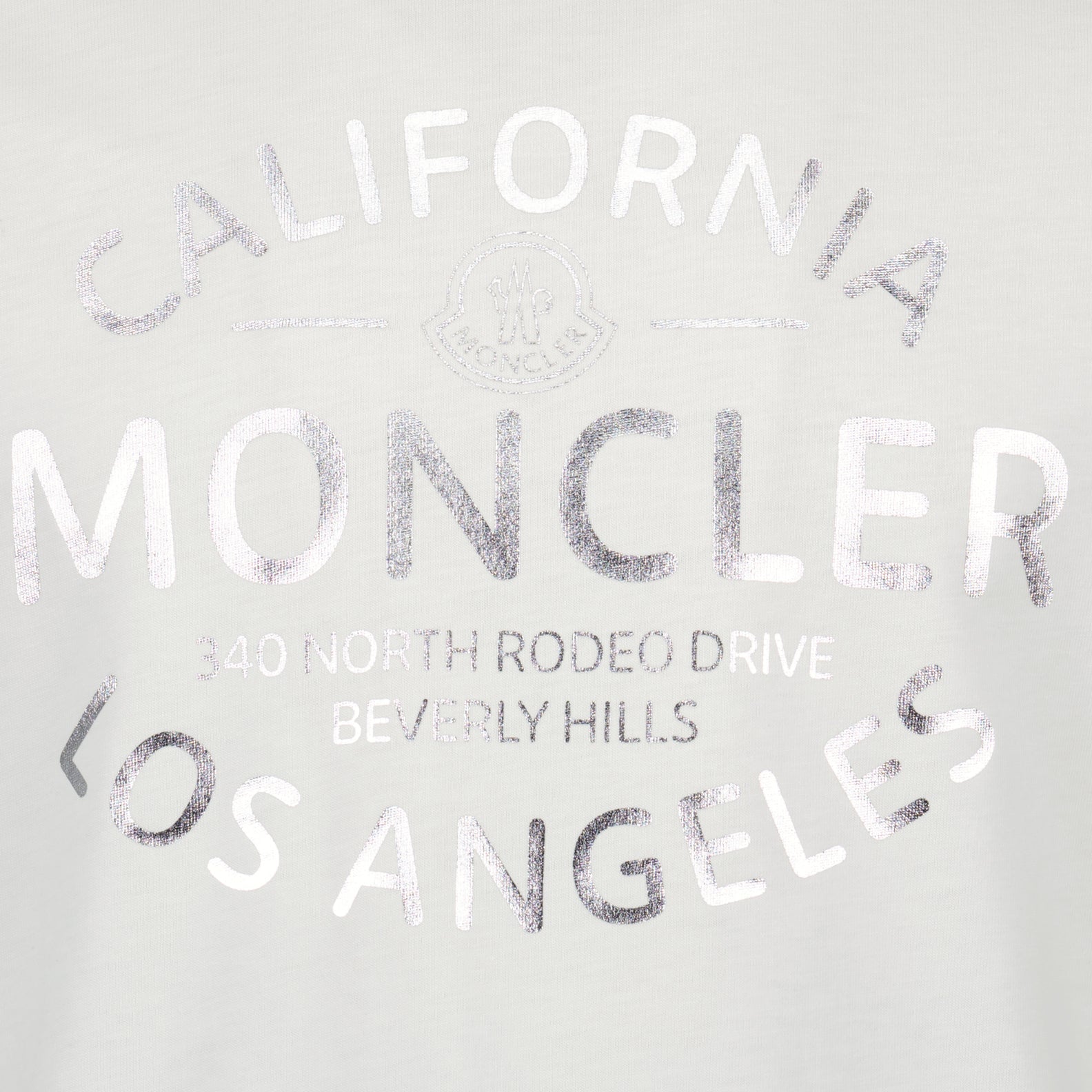 Moncler, white T-shirt, logo print, luxury clothing, premium cotton