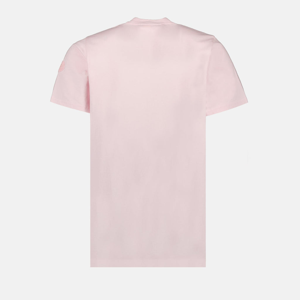 Moncler, luxury T-shirt, pink logo T-shirt, designer clothing, high-end fashion