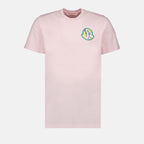 Moncler, luxury T-shirt, pink logo T-shirt, designer clothing, high-end fashion
