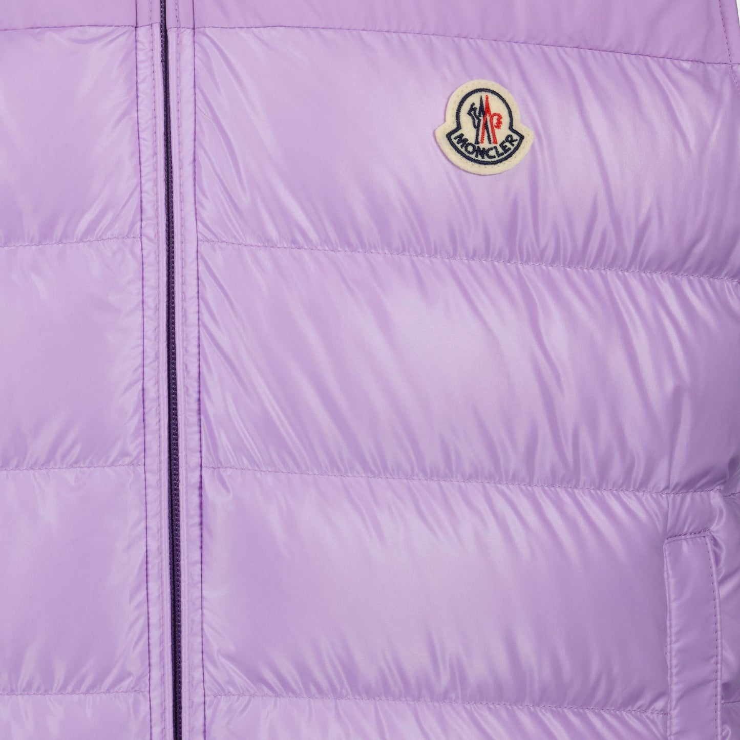 Cerces sleeveless down jacket, violet nylon jacket, Moncler outerwear, luxury down jacket, transitional weather fashion