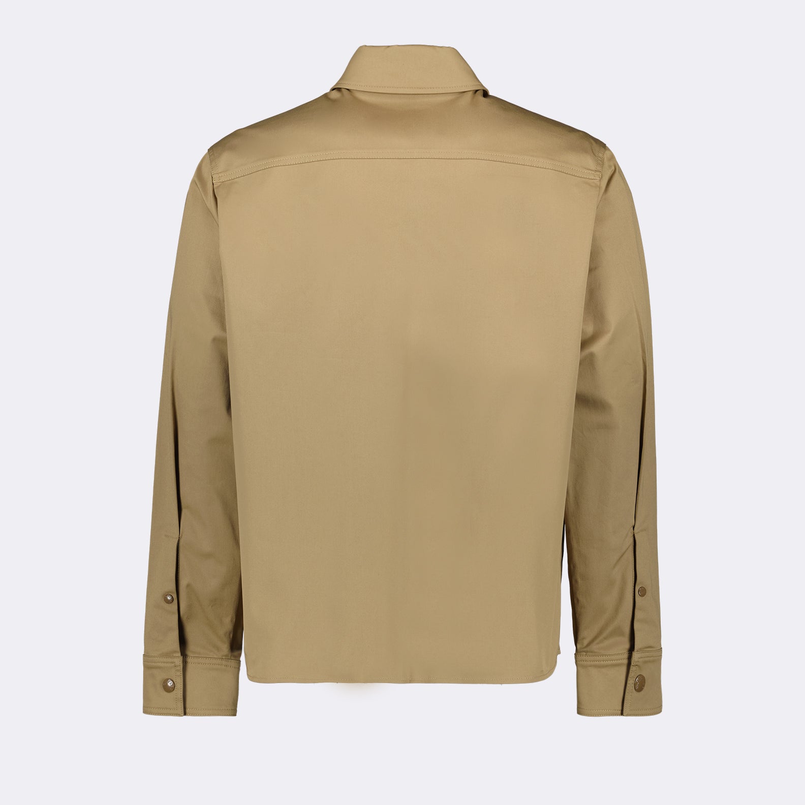 Moncler jacket, Camel shirt jacket, Zip-up shirt, Luxury men's wear, Elegant outerwear