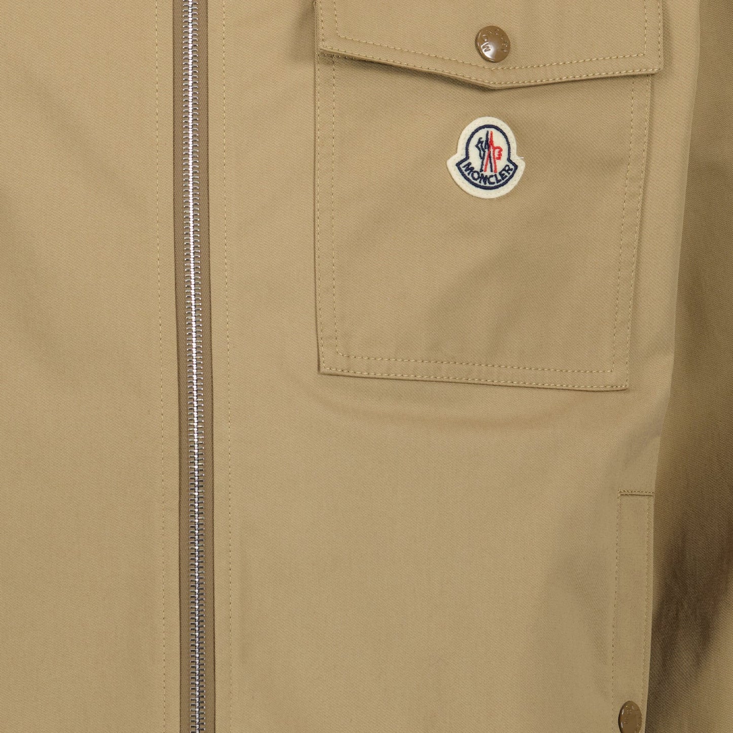 Moncler jacket, Camel shirt jacket, Zip-up shirt, Luxury men's wear, Elegant outerwear