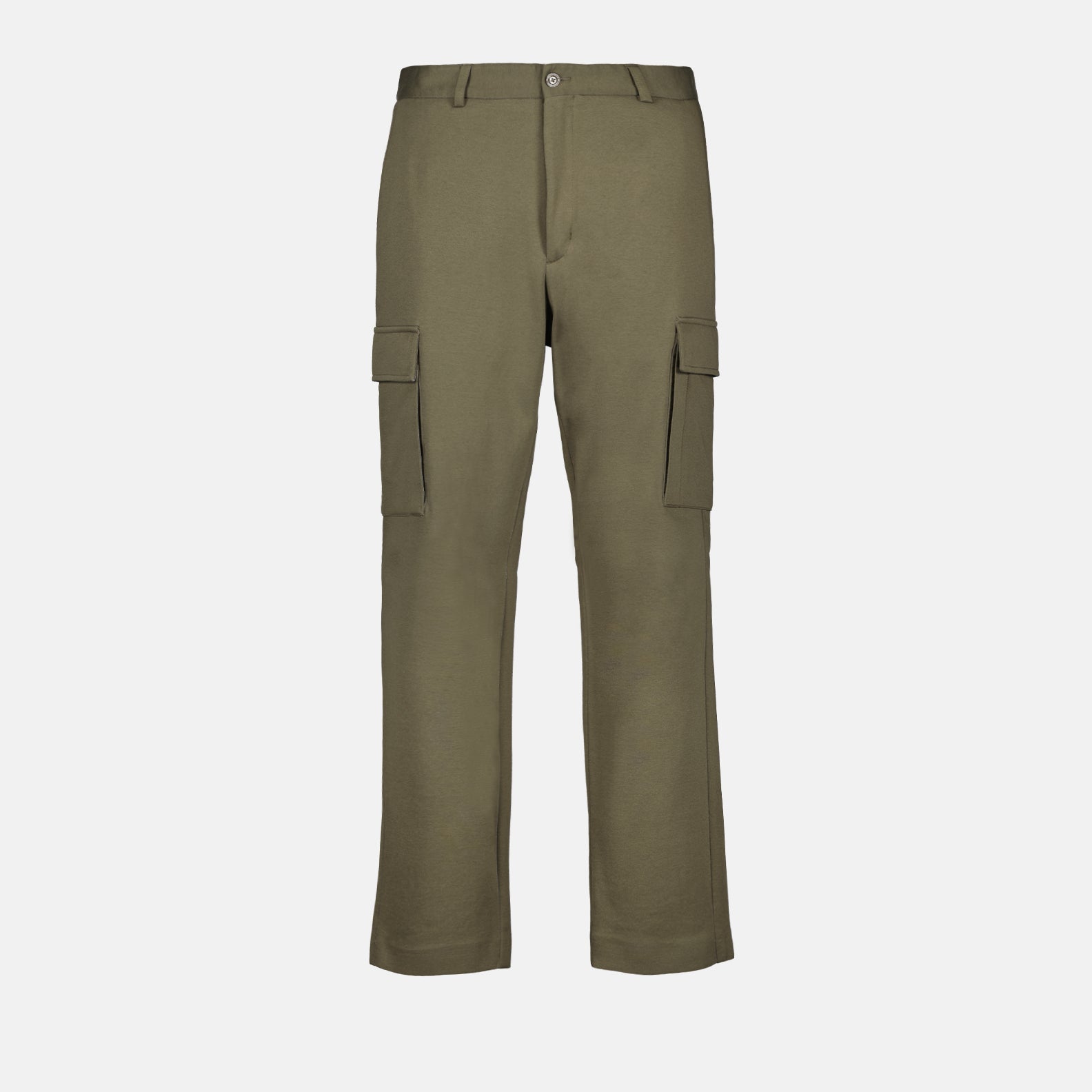 khaki trousers, straight-leg, cotton trousers, Moncler trousers, luxury casual wear