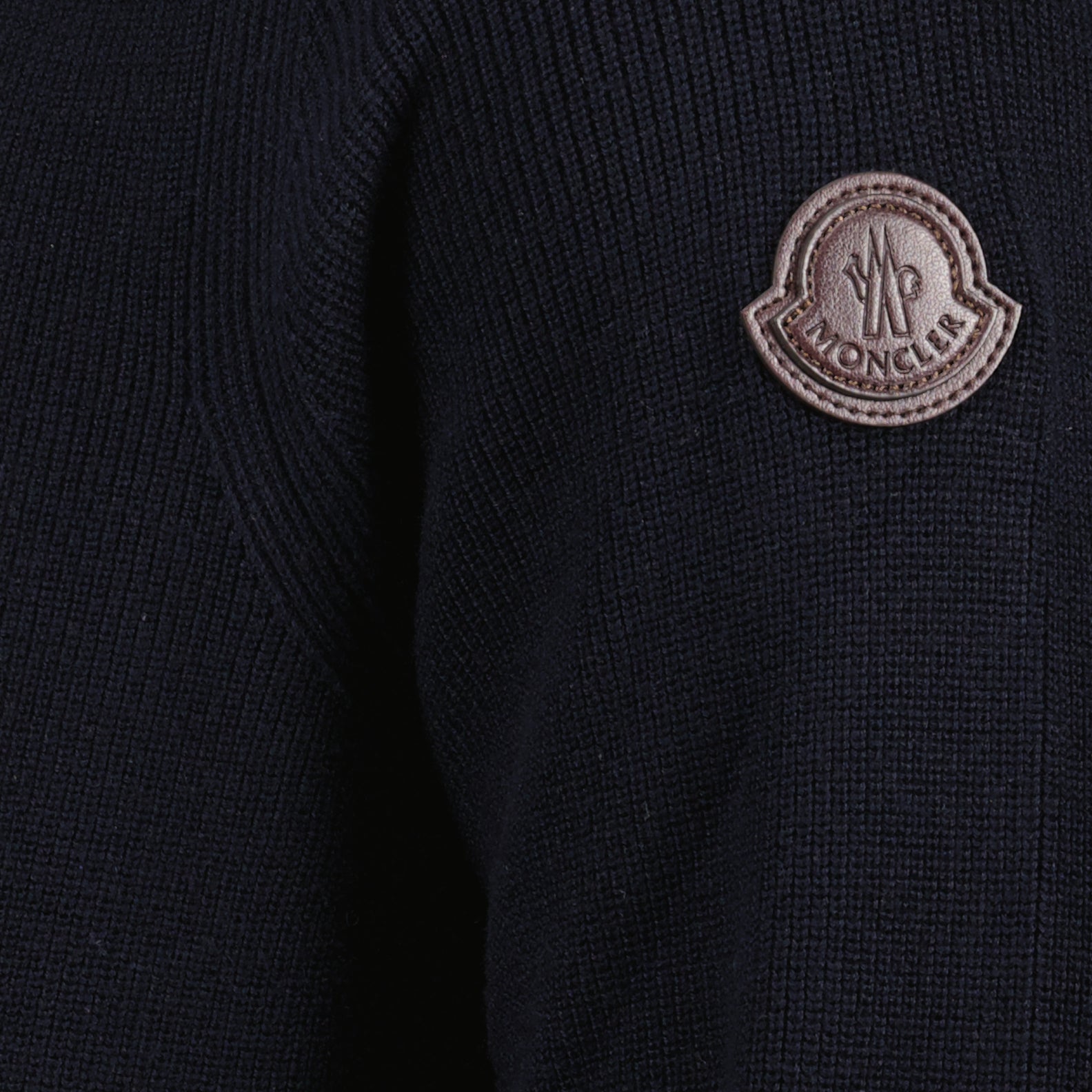 Moncler, Blue Zip Pullover, Luxury Menswear, Designer Sweater, Elegant Pullover