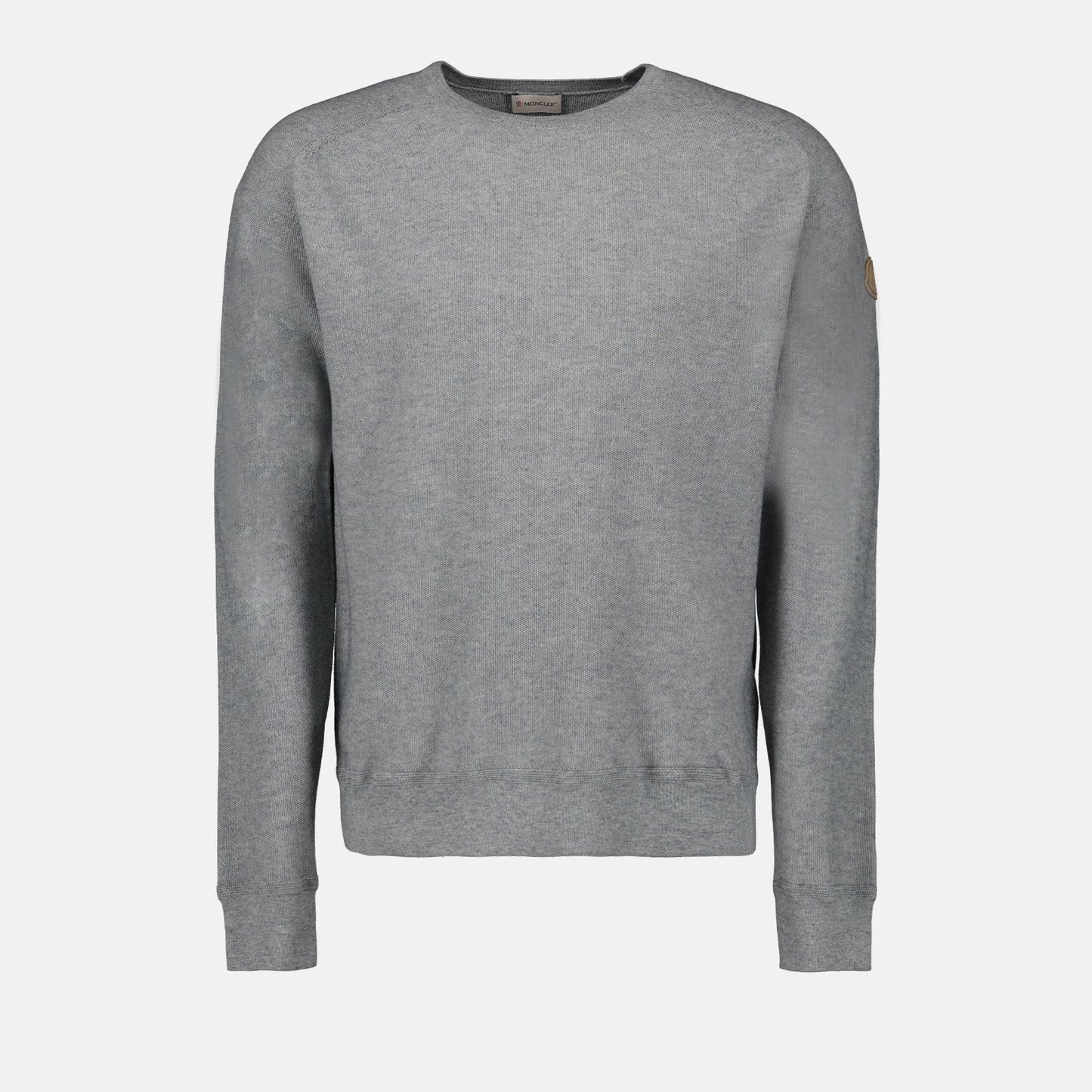 Cashmere pullover, luxury knitwear, Moncler sweater, grey pullover, high-end fashion