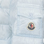 luxury down jacket, Moncler jacket, winter fashion, blue jacket, elegant winter coat