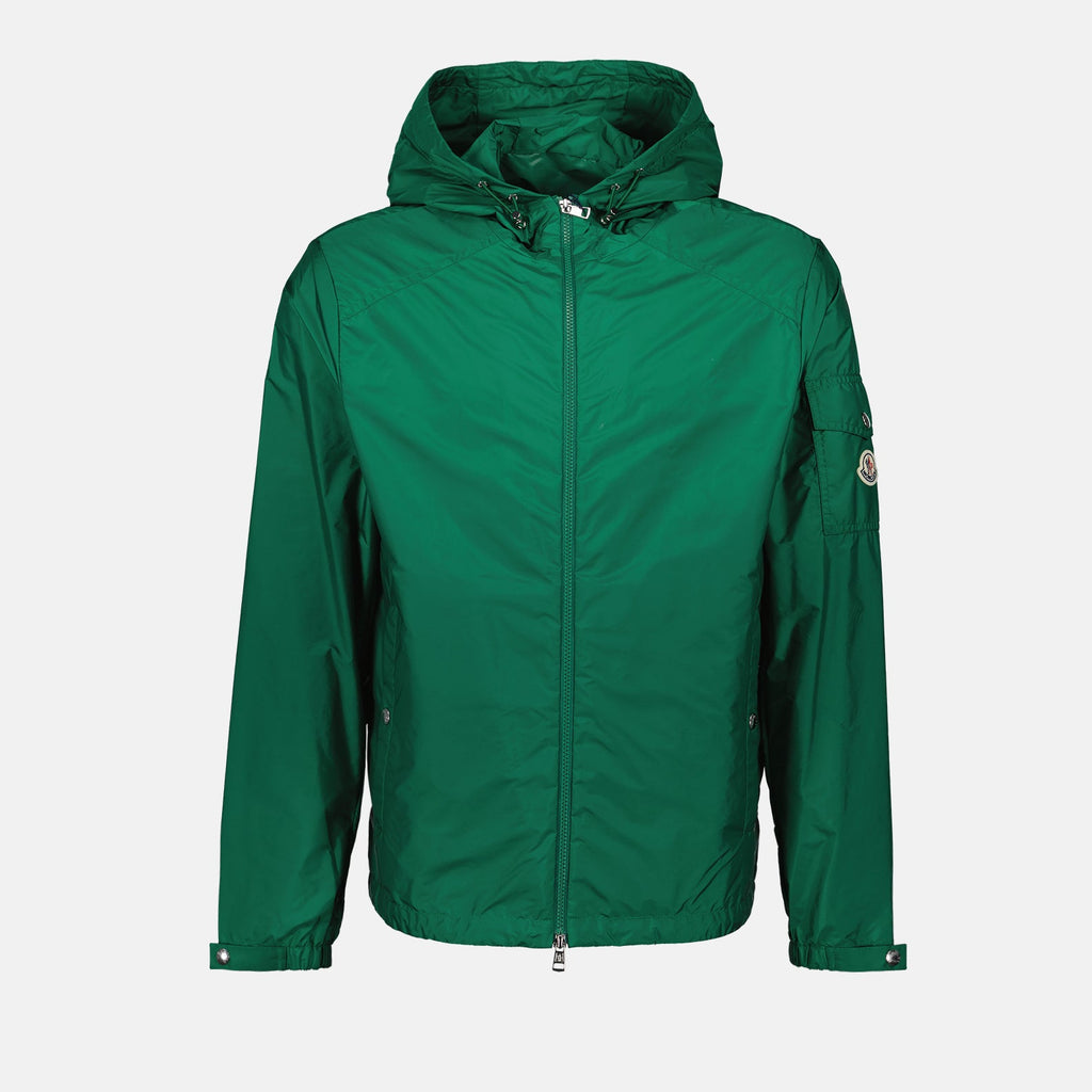 Image of Dark Green Windbreaker Jacket by Moncler for Men - Season Spring-Summer 2024 - Front View