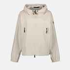 luxury windbreaker, beige nylon jacket, Moncler Grenoble, high-end outerwear, versatile ladies' jacket