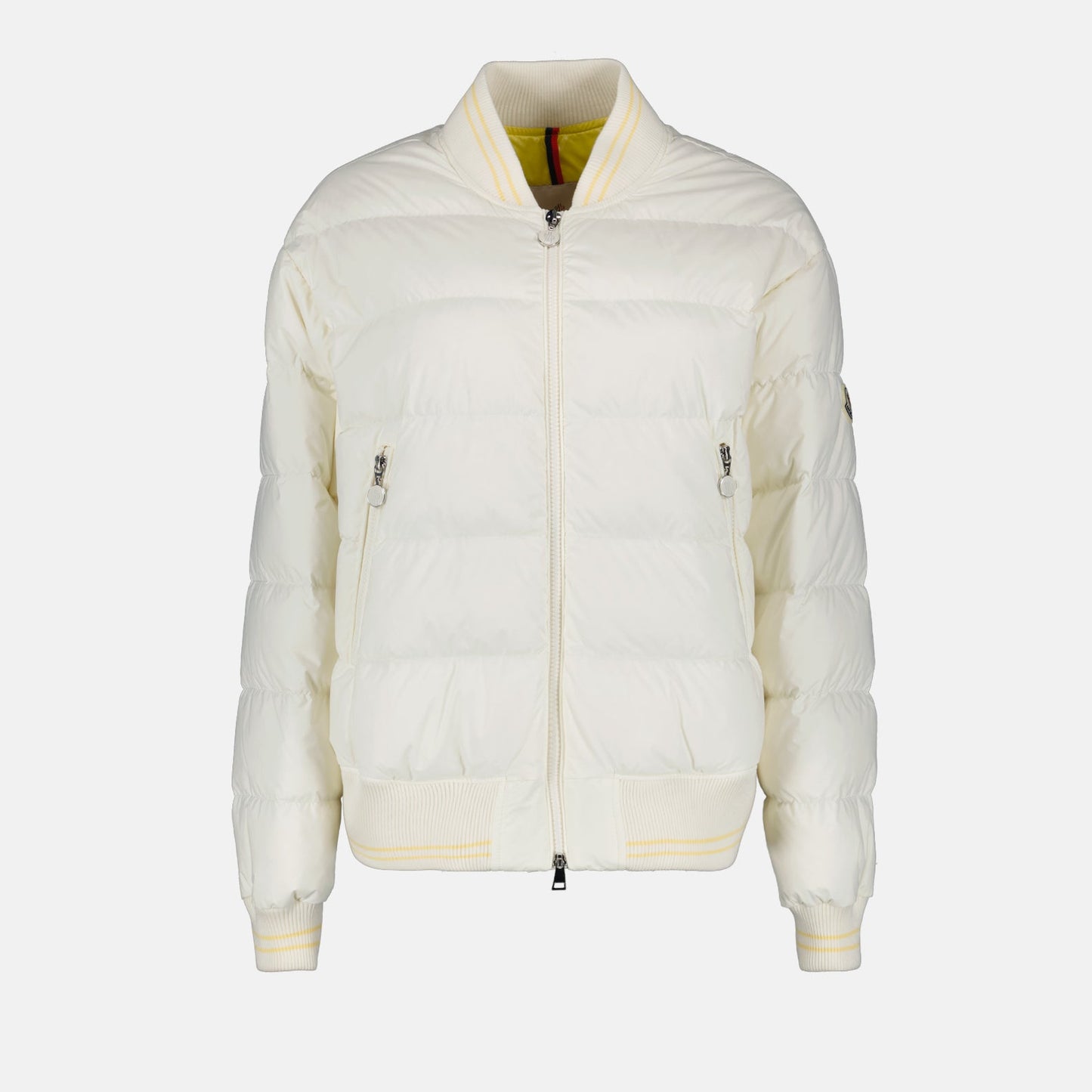 Argo Down Bomber Jacket, Luxury Outerwear, Moncler Jacket, White Bomber Jacket, Designer Winter Jacket