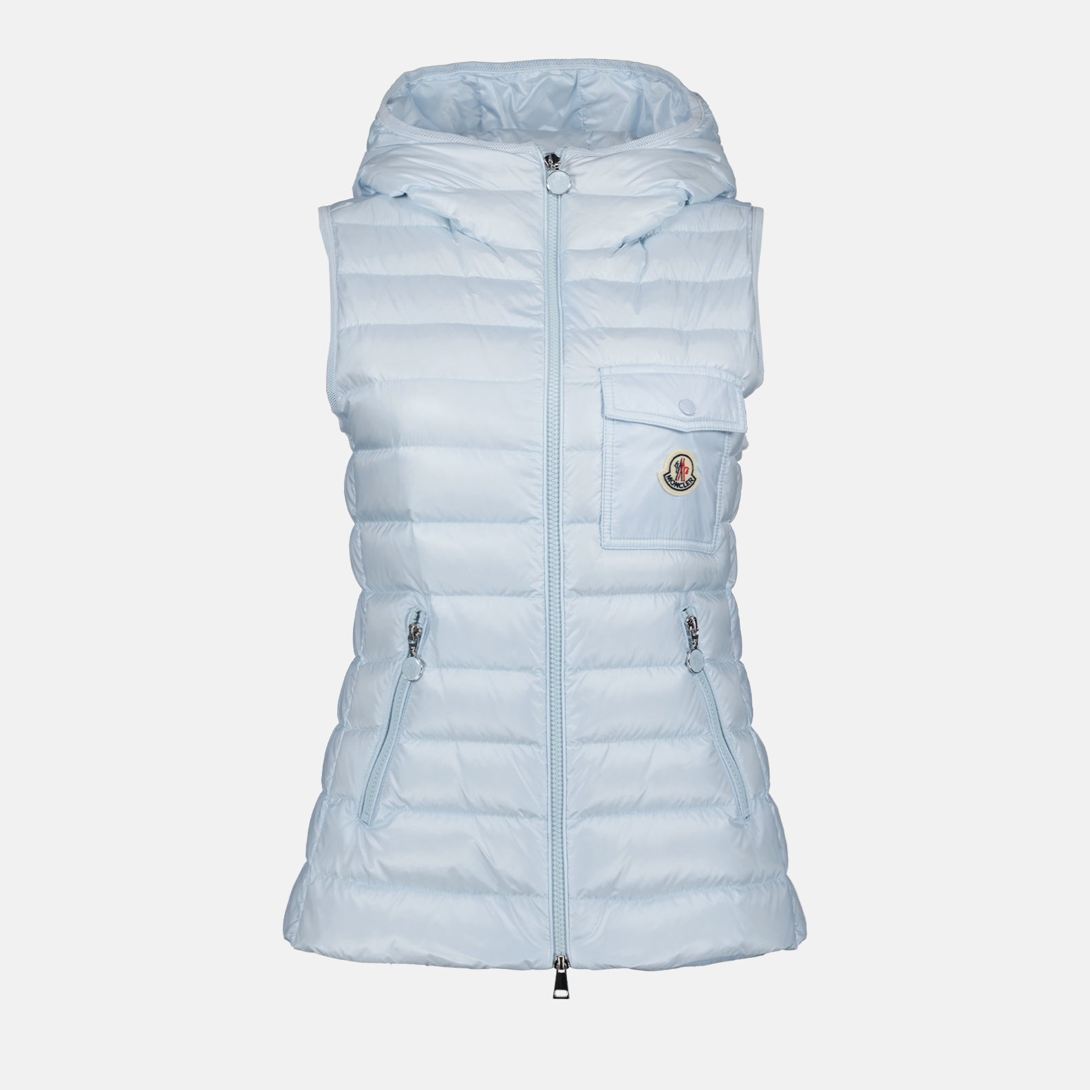 luxury vest, Glygos, sleeveless blue vest, Moncler fashion, high-end fashion