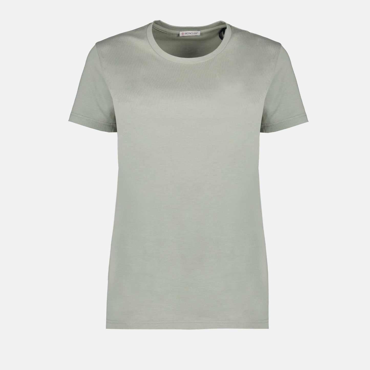 luxury T-shirt, aqua green, Moncler logo, high-end fashion, designer casual wear