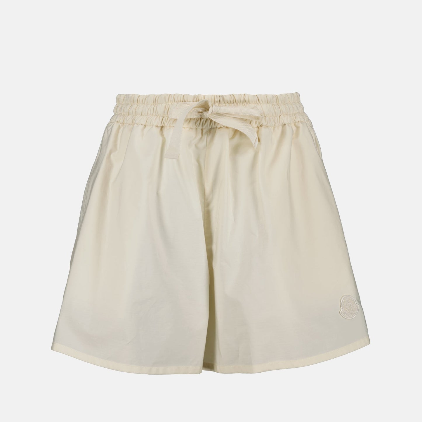 Moncler shorts, ecru cotton shorts, luxury casual wear, premium fashion, high-end shorts