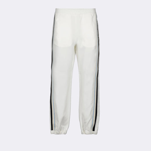 luxury joggers, Moncler joggers, white logo joggers, designer loungewear, high-end casual wear