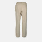beige jogging pants, Moncler, logo jogging pants, luxury loungewear, cotton joggers