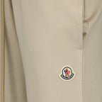 beige jogging pants, Moncler, logo jogging pants, luxury loungewear, cotton joggers