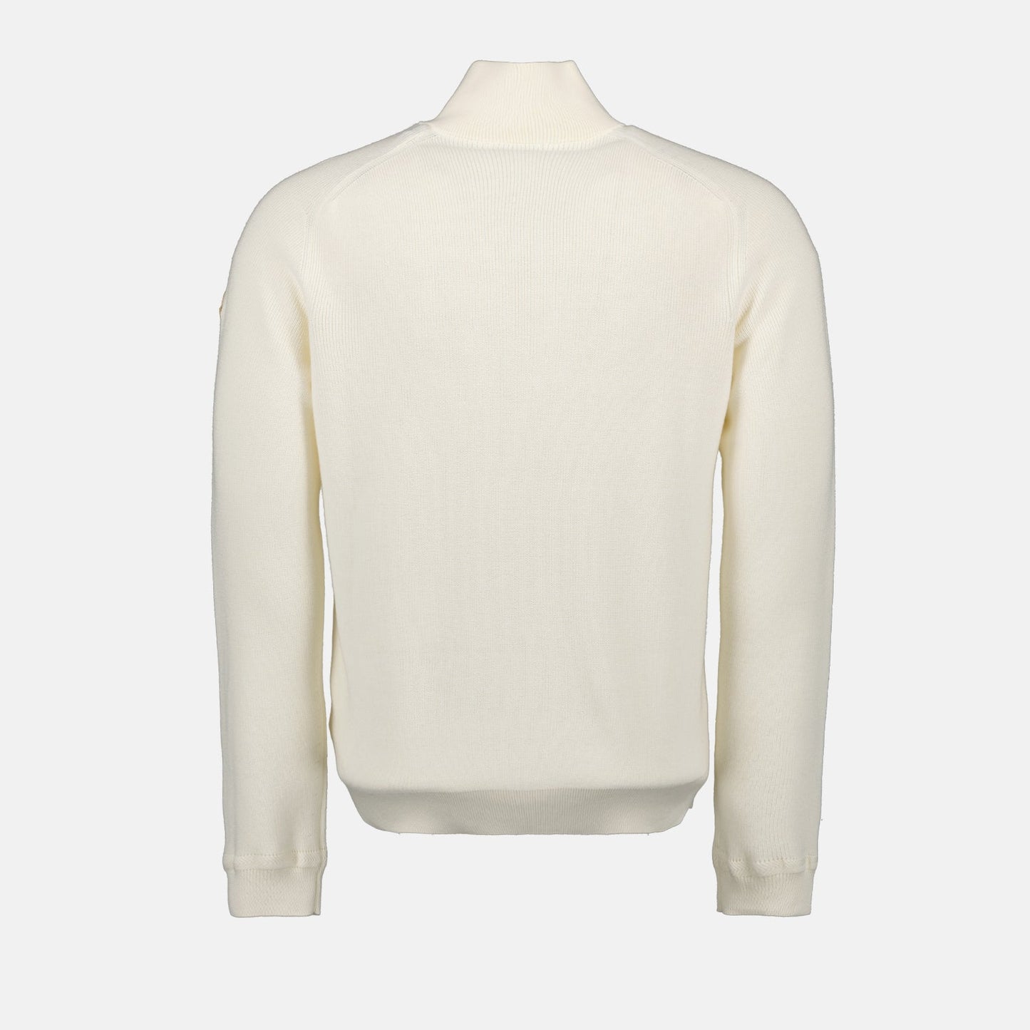 Moncler sweater, luxury zip sweater, white sweater, designer knitwear, high-end fashion