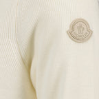 Moncler sweater, luxury zip sweater, white sweater, designer knitwear, high-end fashion