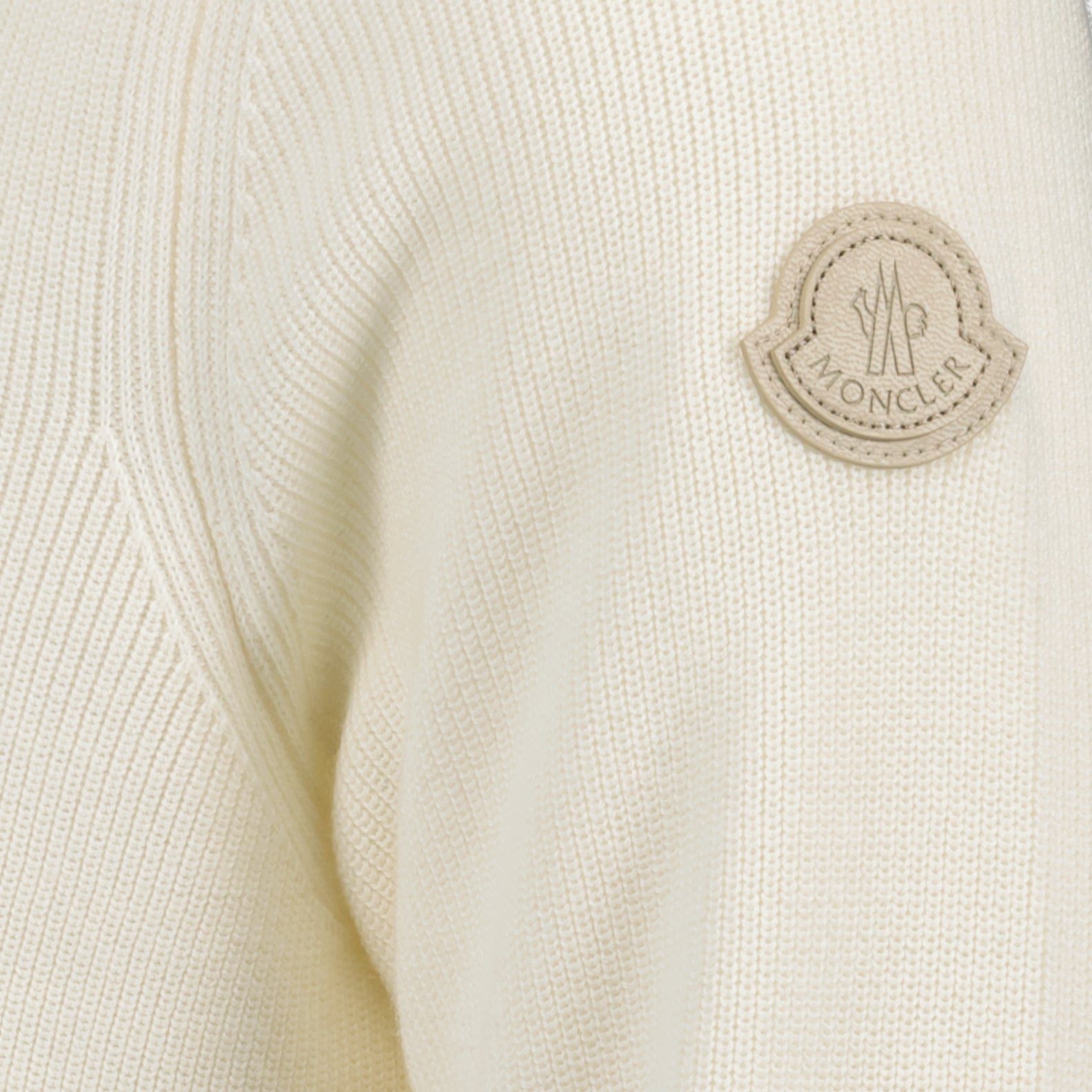 Moncler sweater, luxury zip sweater, white sweater, designer knitwear, high-end fashion