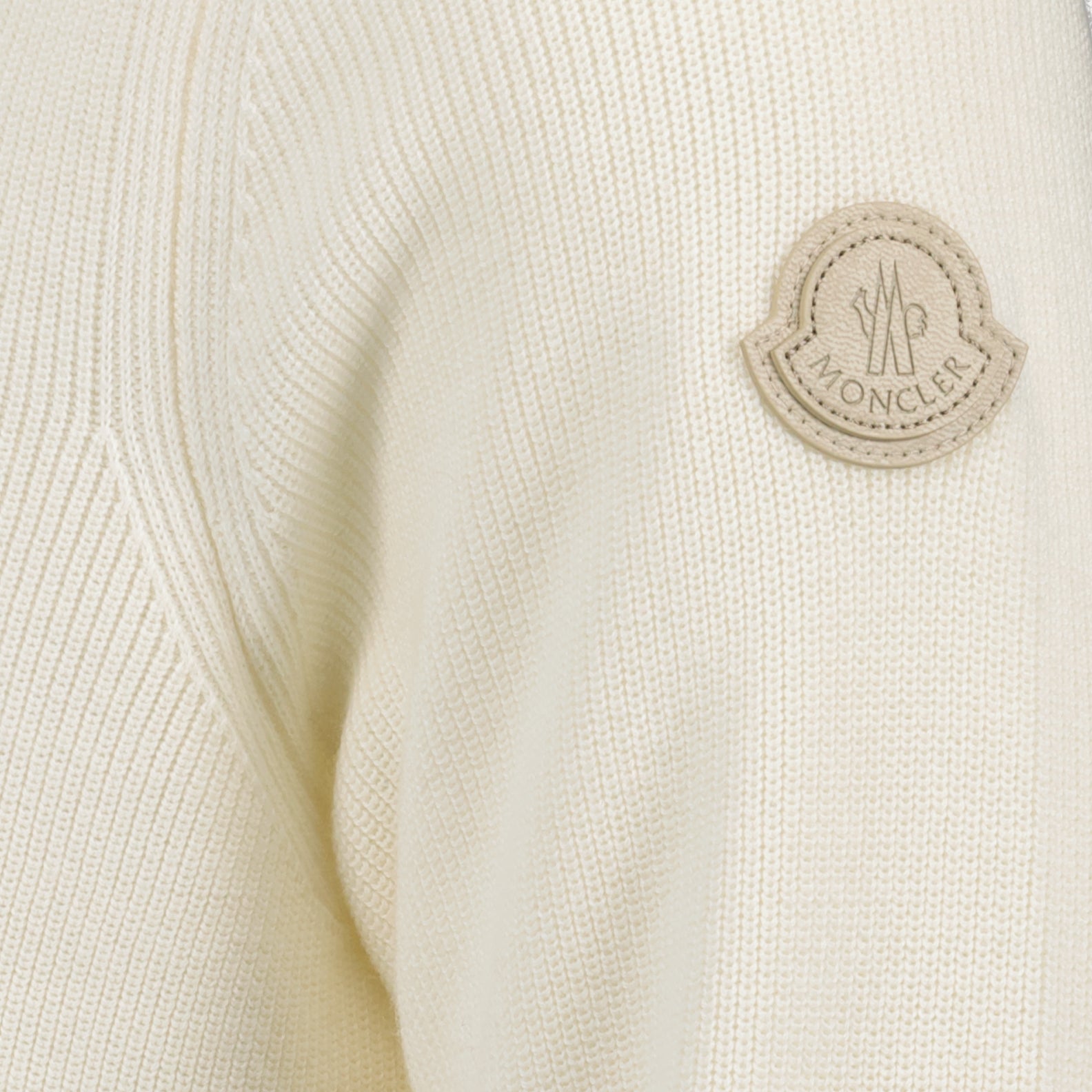 Moncler sweater, luxury zip sweater, white sweater, designer knitwear, high-end fashion
