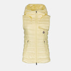 Image of Pale Yellow Sleeveless Vest by Moncler for Women - Season Spring-Summer 2024 - Front View