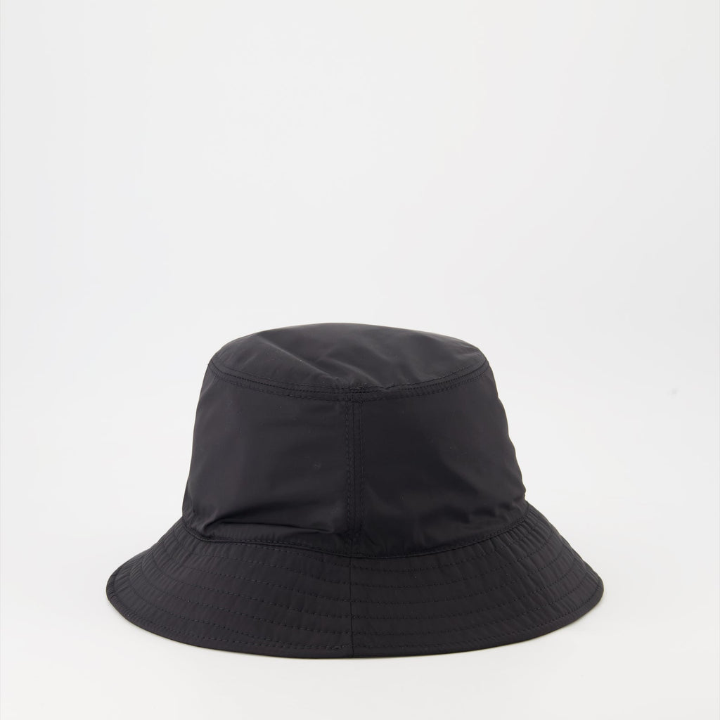 luxury bucket hat, nylon bob hat, Moncler accessory, high-end fashion hat, designer headwear