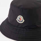 luxury bucket hat, nylon bob hat, Moncler accessory, high-end fashion hat, designer headwear