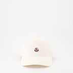 white logo cap, luxury accessories, Moncler cap, elegant headwear, high-end fashion