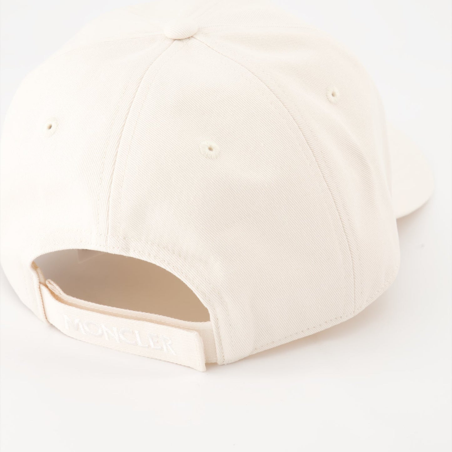 white logo cap, luxury accessories, Moncler cap, elegant headwear, high-end fashion