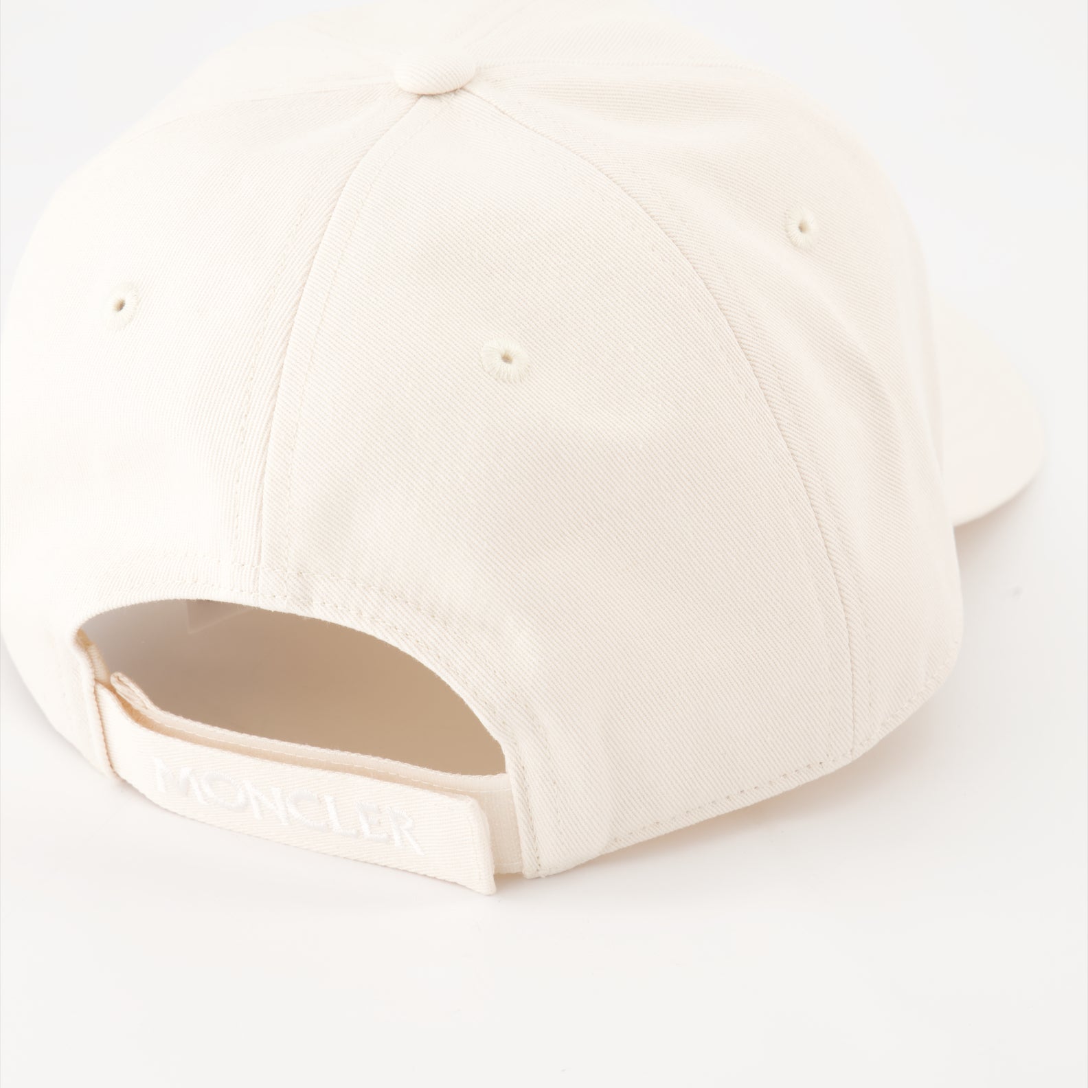 white logo cap, luxury accessories, Moncler cap, elegant headwear, high-end fashion