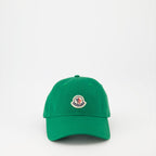 luxury cap, Moncler logo cap, green baseball cap, elegant accessories, designer cap