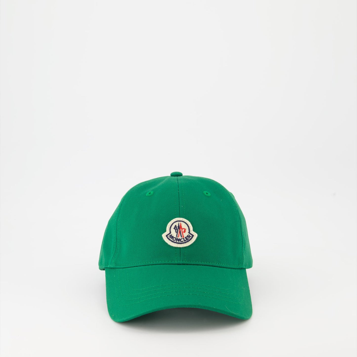 luxury cap, Moncler logo cap, green baseball cap, elegant accessories, designer cap