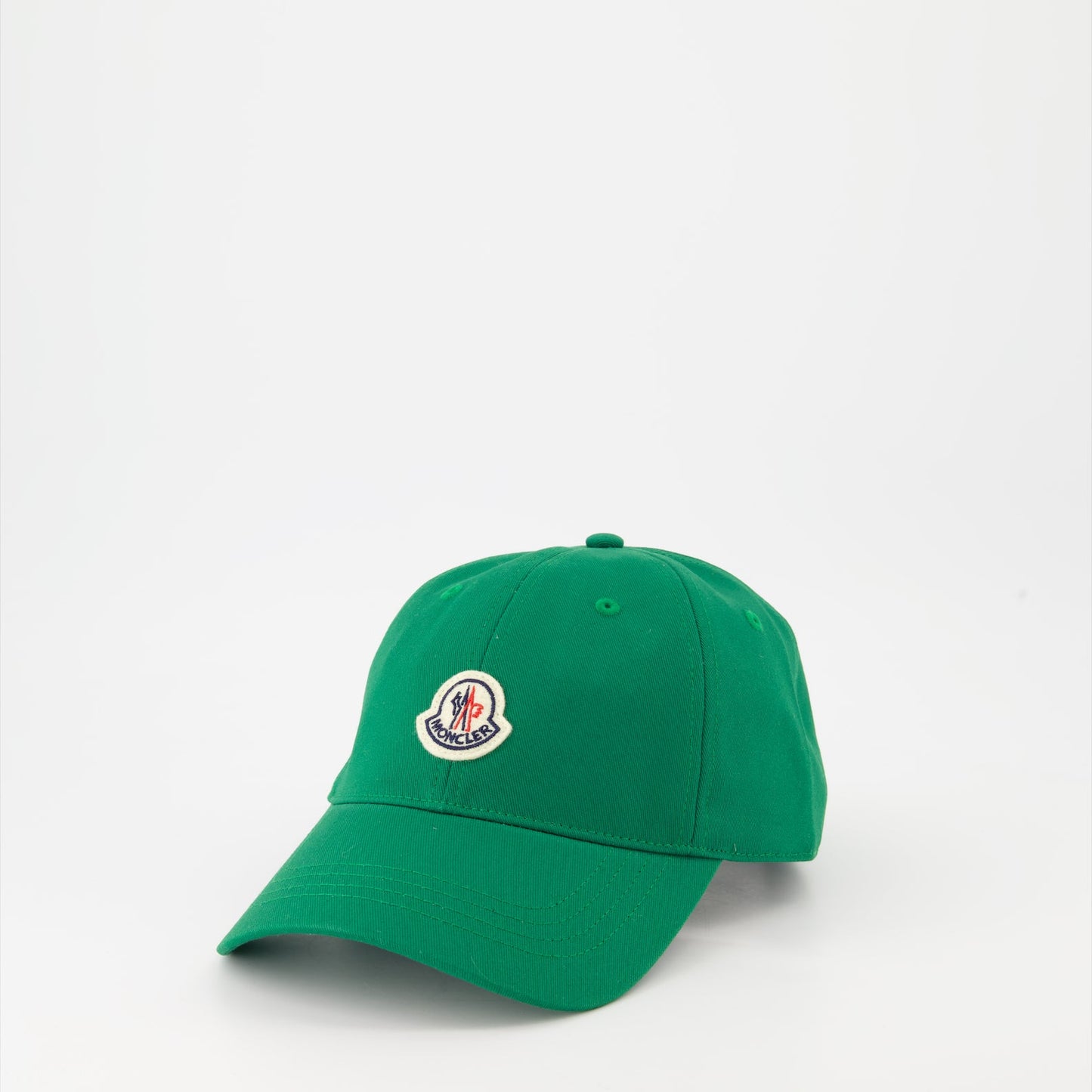 luxury cap, Moncler logo cap, green baseball cap, elegant accessories, designer cap