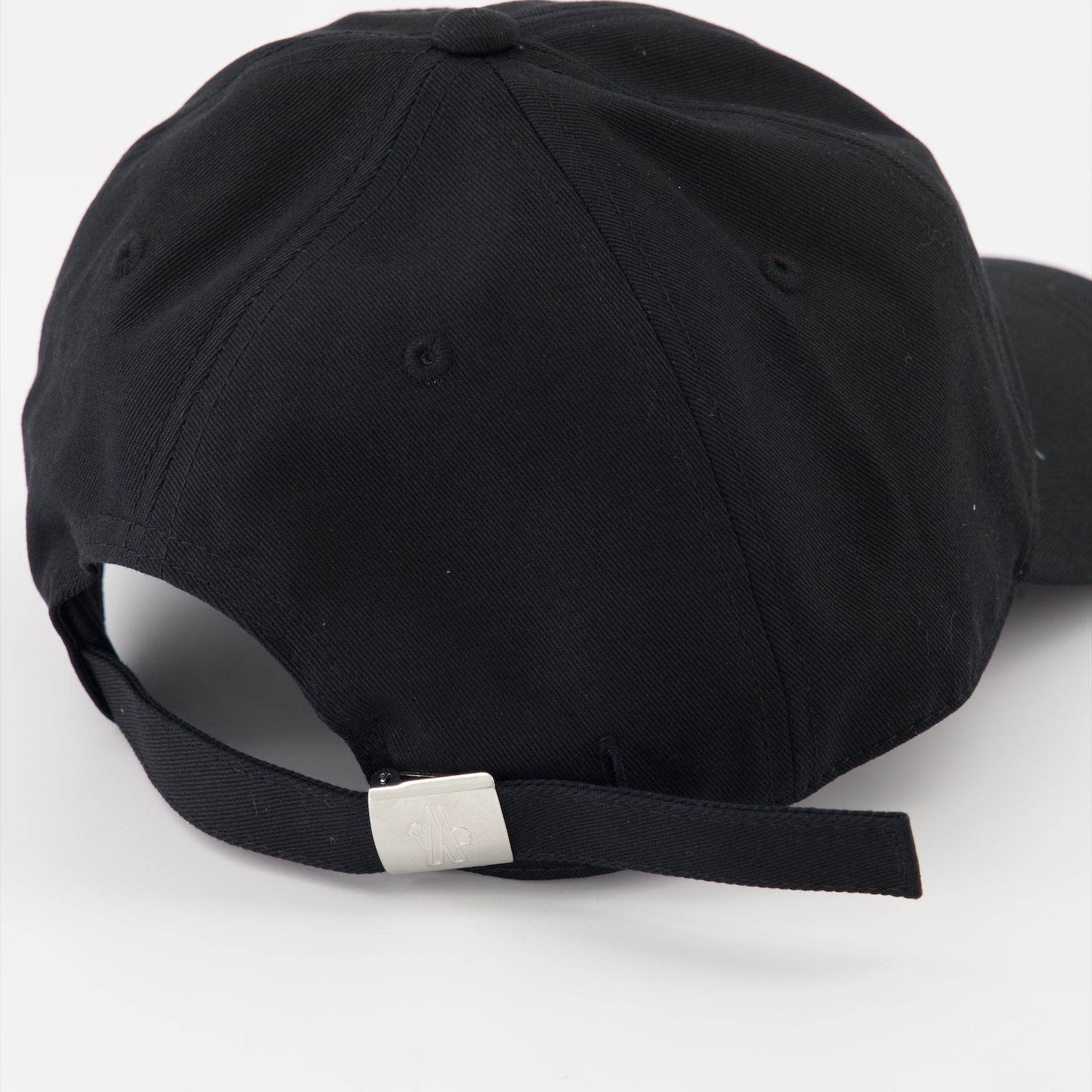 luxury cap, Moncler cap, dual logo cap, black cap, high-end accessories