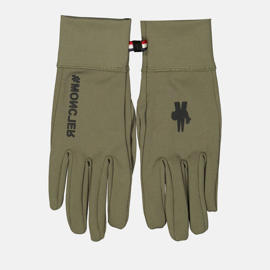 fleece gloves, khaki gloves, luxury accessories, Moncler Grenoble gloves, winter gloves