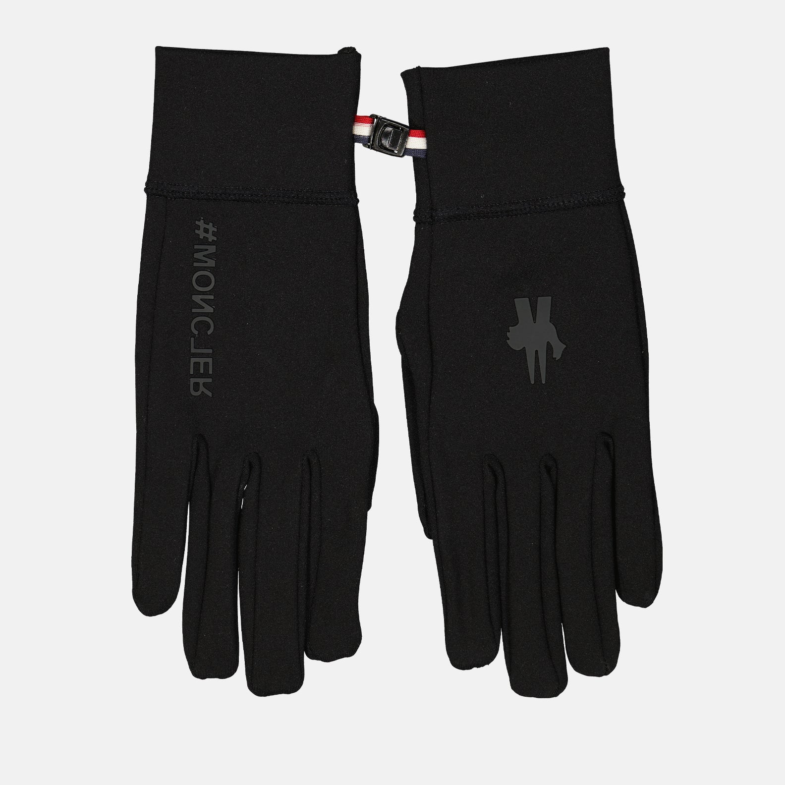 luxury gloves, black fleece gloves, Moncler Grenoble, winter accessories, elegant menswear