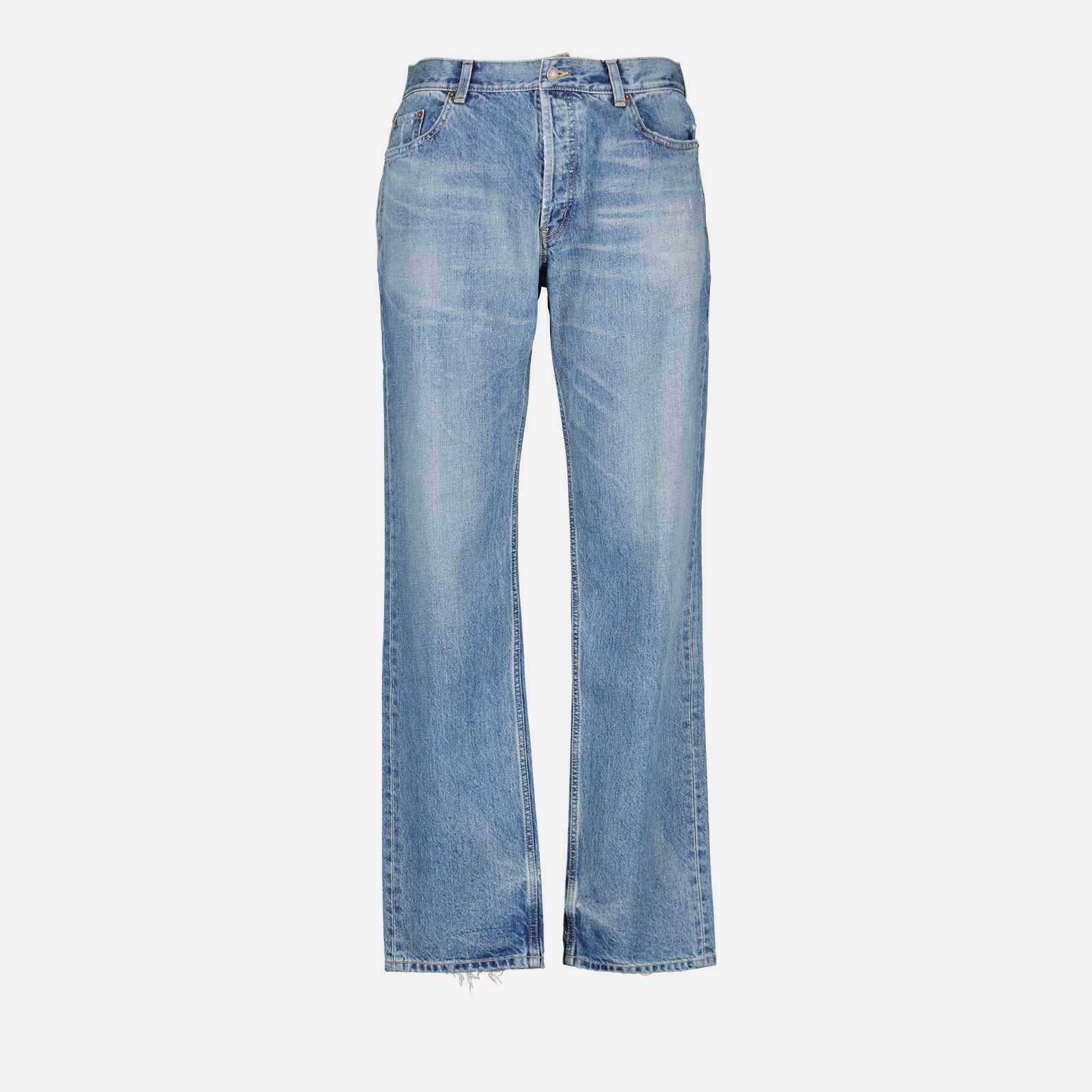 Imagen de los Jeans de Denim Rectos Azules Charlotte de Saint Laurent para Hombre - Temporada Primavera-Verano 2024 - Vista Frontal