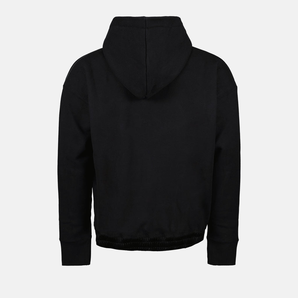 Saint Laurent hoodie, black logo hoodie, luxury casual wear, sophisticated casual clothing, designer men's hoodies
