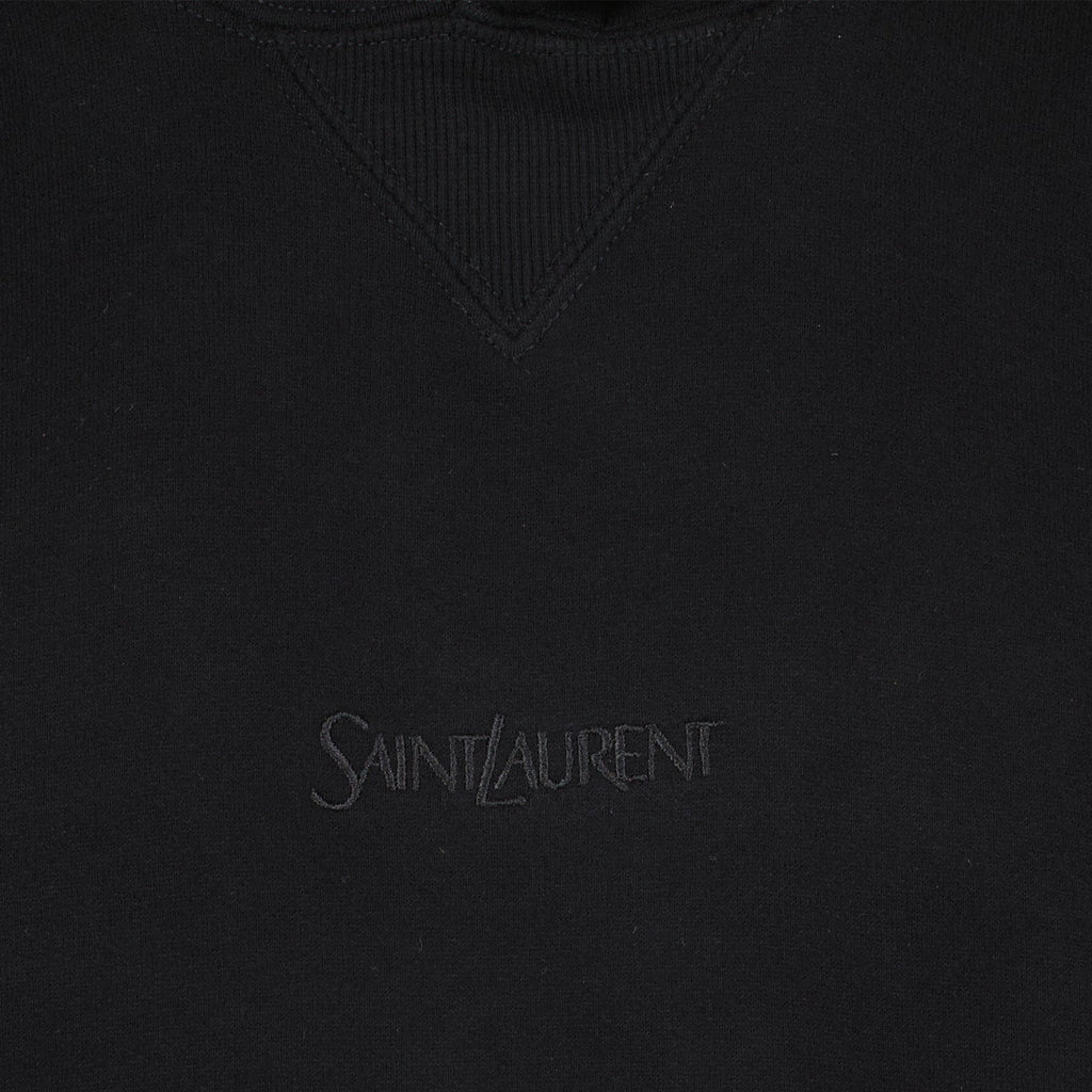 Saint Laurent hoodie, black logo hoodie, luxury casual wear, sophisticated casual clothing, designer men's hoodies