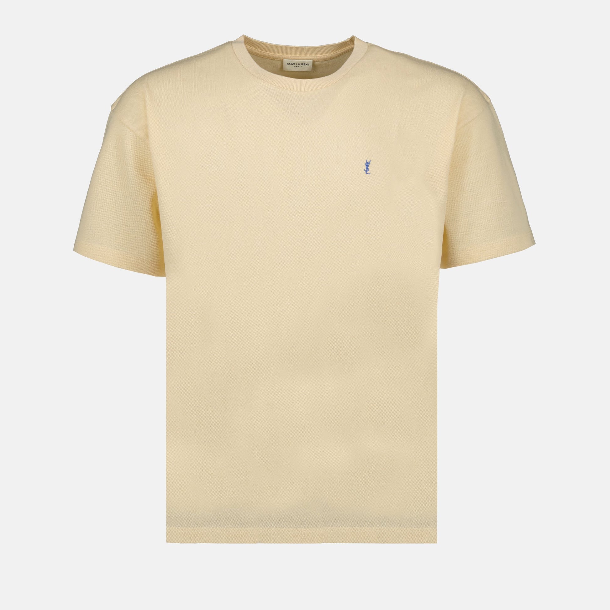 luxury t-shirt, beige t-shirt, Saint Laurent apparel, men's luxury clothing, stylish casual wear