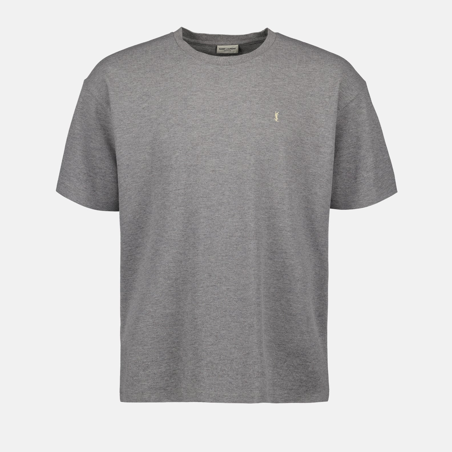 Saint Laurent, Cassandre T-shirt, luxury T-shirt, gray cotton T-shirt, high-end fashion